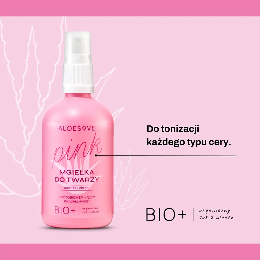 Aloesove Pink Mgiełka do Twarzy – do tonizacji każdego typu cery, z BIO+ organicznym sokiem z aloesu