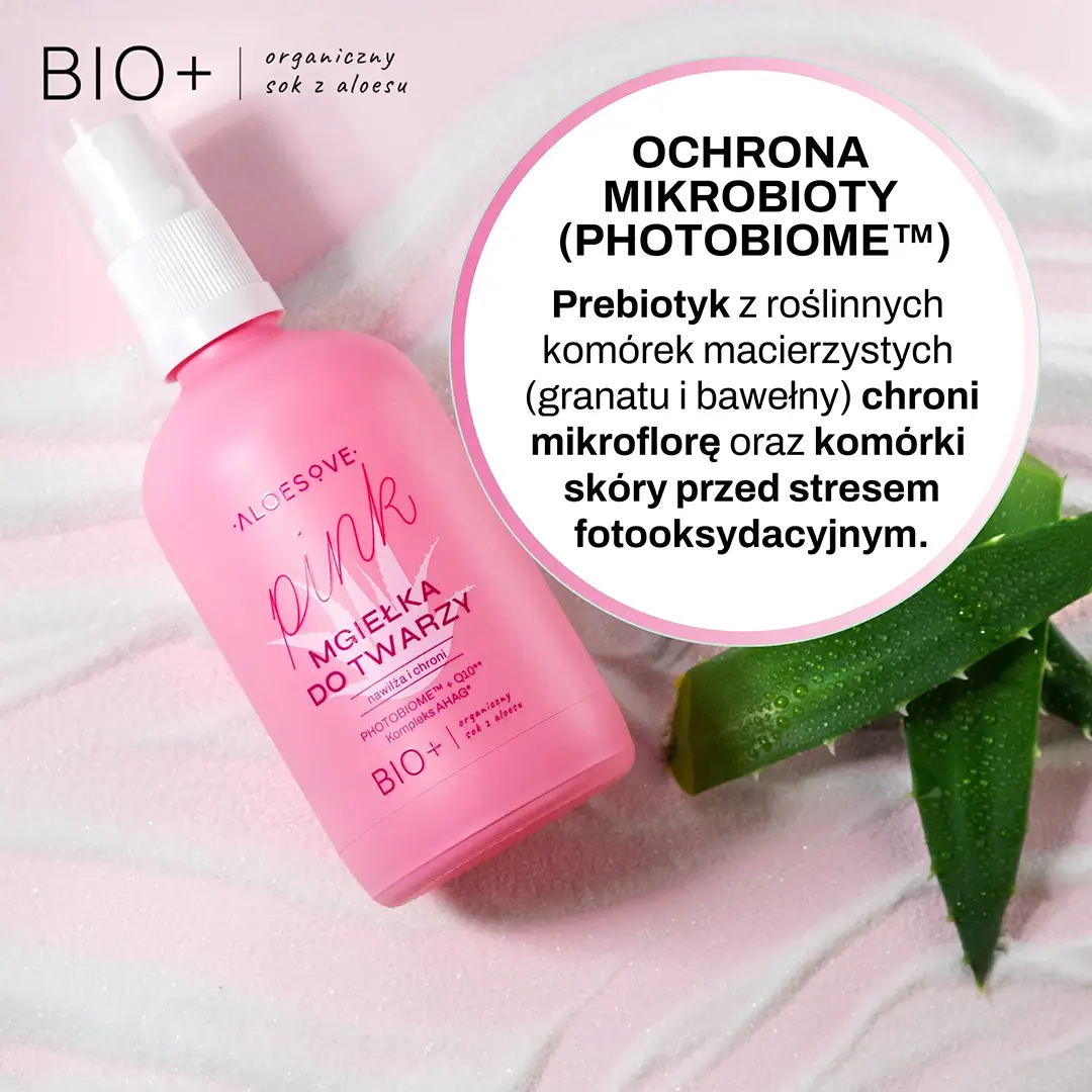 Aloesove Pink Mgiełka do Twarzy z technologią PHOTOBIOME™ – chroni mikroflorę skóry przed stresem fotooksydacyjnym