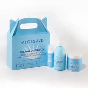 Aloesove Blue Zestaw do Twarzy: serum okluzyjne, emulsja myjąca do twarzy i krem barierowy do twarzy i ciała